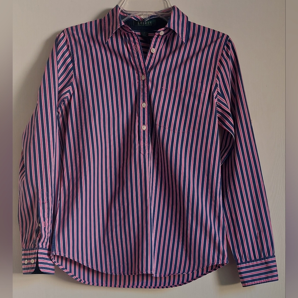 Women’s Lauren Ralph Lauren Size S pink/blue stripe shirt